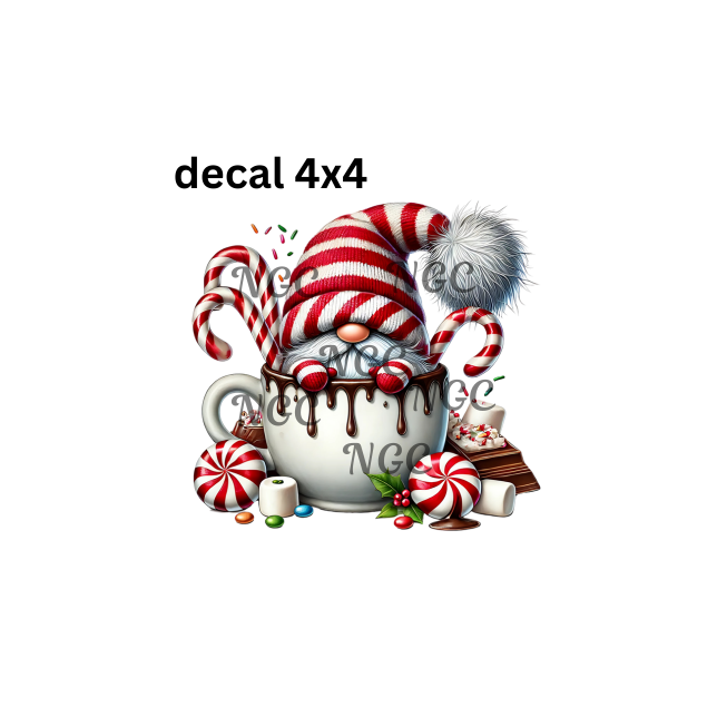 decal christmas candy and cocoa gnome
