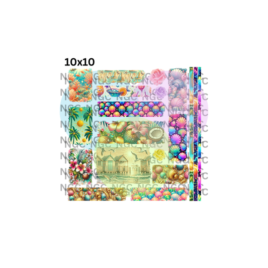 10x10 beachy seashells patchwork