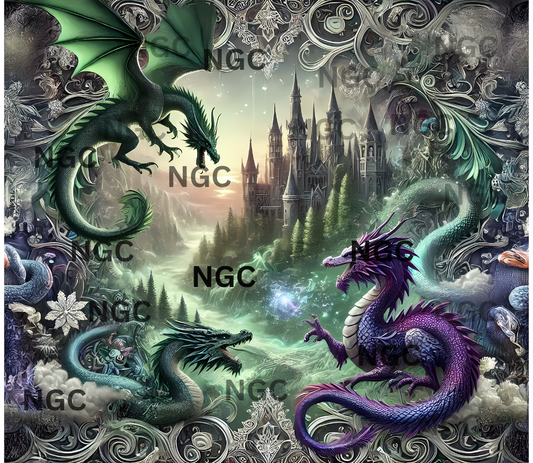 20oz wrap dragons and castle solid color