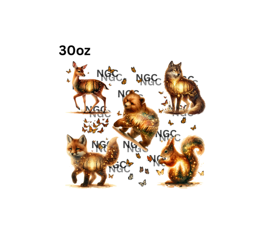 30oz double exposed wildlife with butterflies