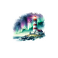 single decal northern lights with lighthouse