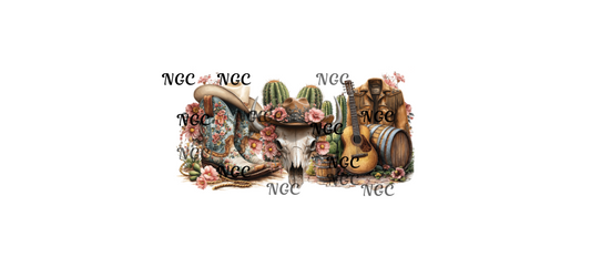 16 oz wrap cow skull with cactus
