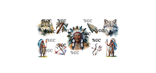 16 oz wrap native American chief & wolf