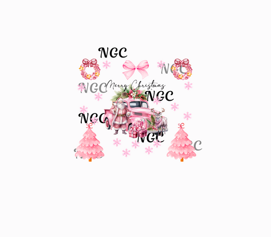 20oz wrap pink christmas truck santa
