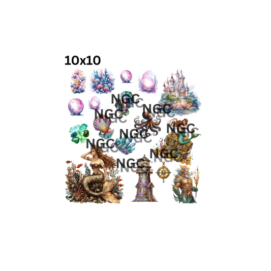 10x10 mermaids with shells