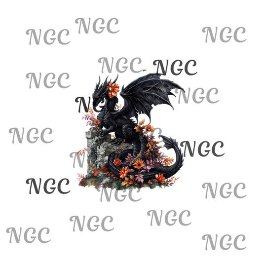 single decal black dragon