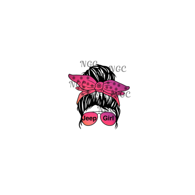 decal jeep girl messybun