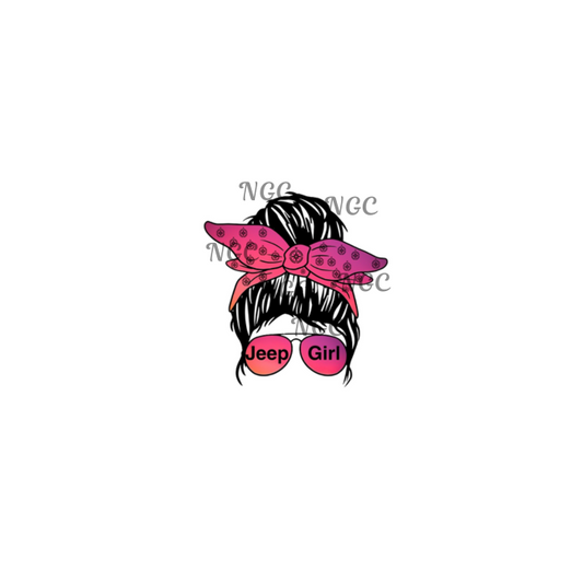 decal jeep girl messybun