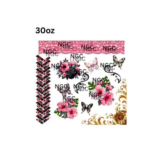 30oz hibiscus & butterflies