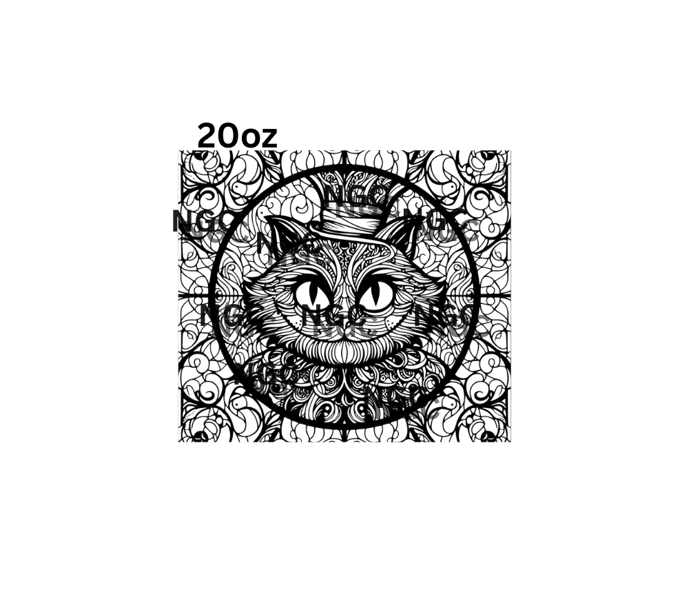 20oz cheshire cat alice in wonderland tooled outline