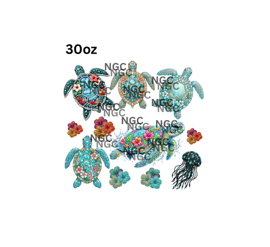 30oz rhinestone turtles