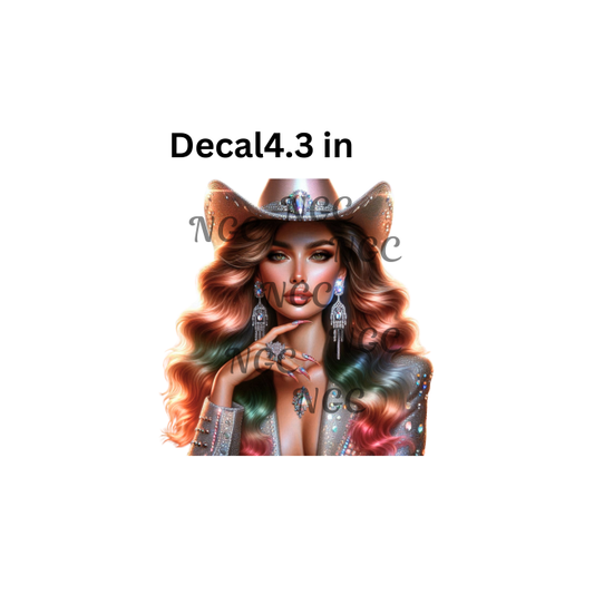 decal cowgirl  with bling