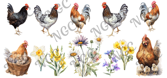 16oz wrap flowers chickens