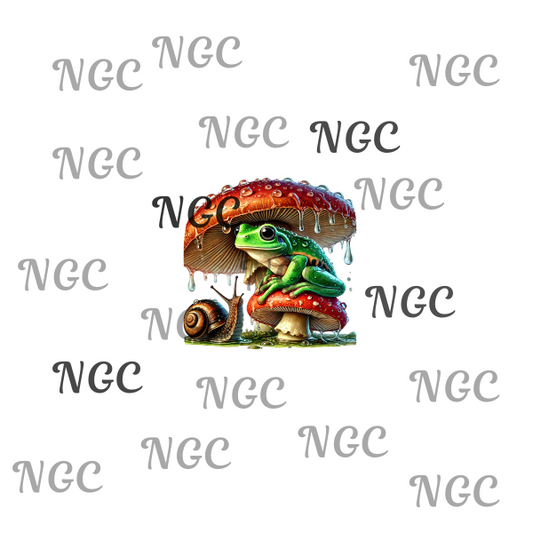 single decal frog with snail