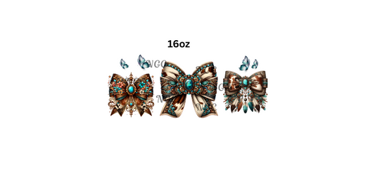16oz western bows with butterflies