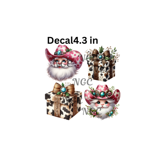 decal country santa and presents 2in each