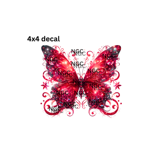 decal ruby red butterfly with gems