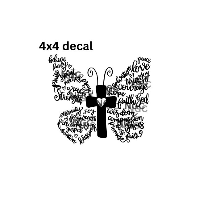 decal positive spiritual butterfly black