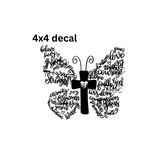 decal positive spiritual butterfly black