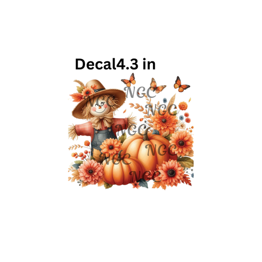 decal boho scarecrow with pumpkins