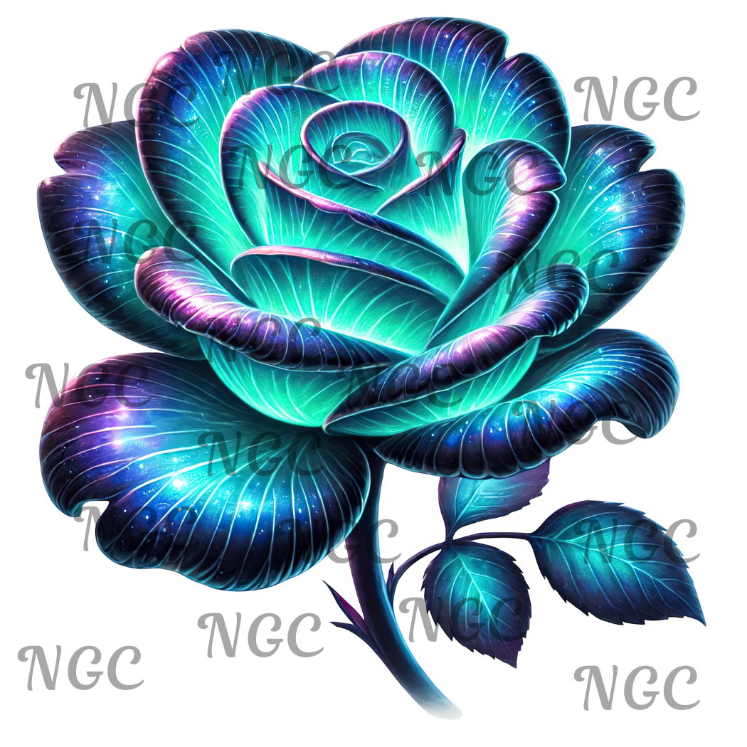 single decal teal rose