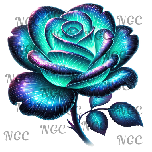 single decal teal rose