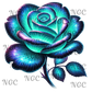 single decal teal rose