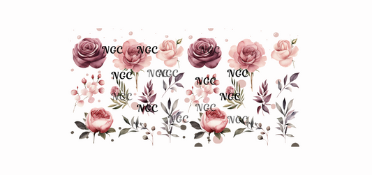 16 oz wrap pink & dk red flower elements