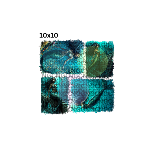 10x10 teal mermaids