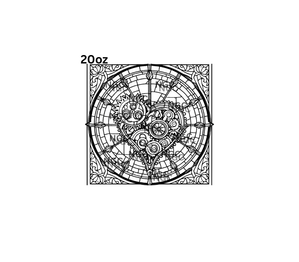 20oz steampunk heart stained glass outline