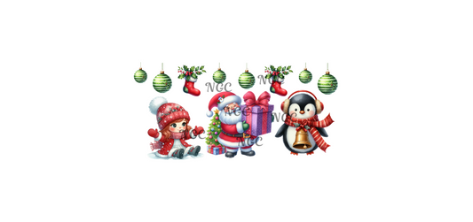 16oz santa girl and penguin christmas