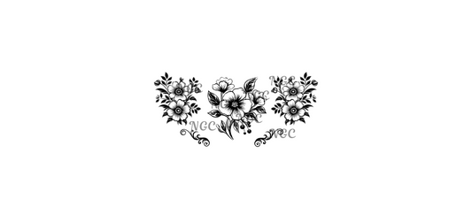 16oz flower outline with scrolls