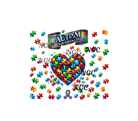 20oz wrap autism puzzle heart