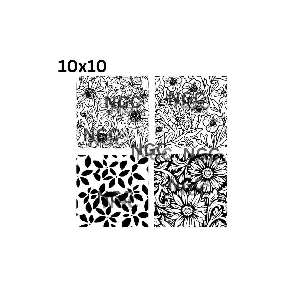 10x10 tooled leather flower patches