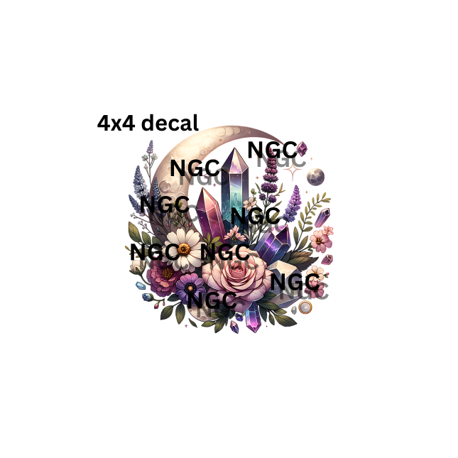 decal celestial moon with crystals