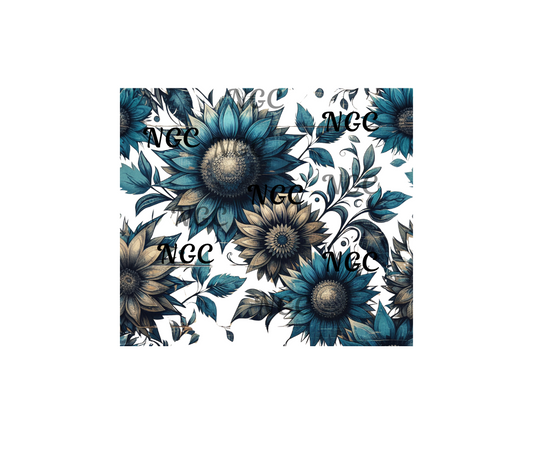 20oz wrap blue sunflowers