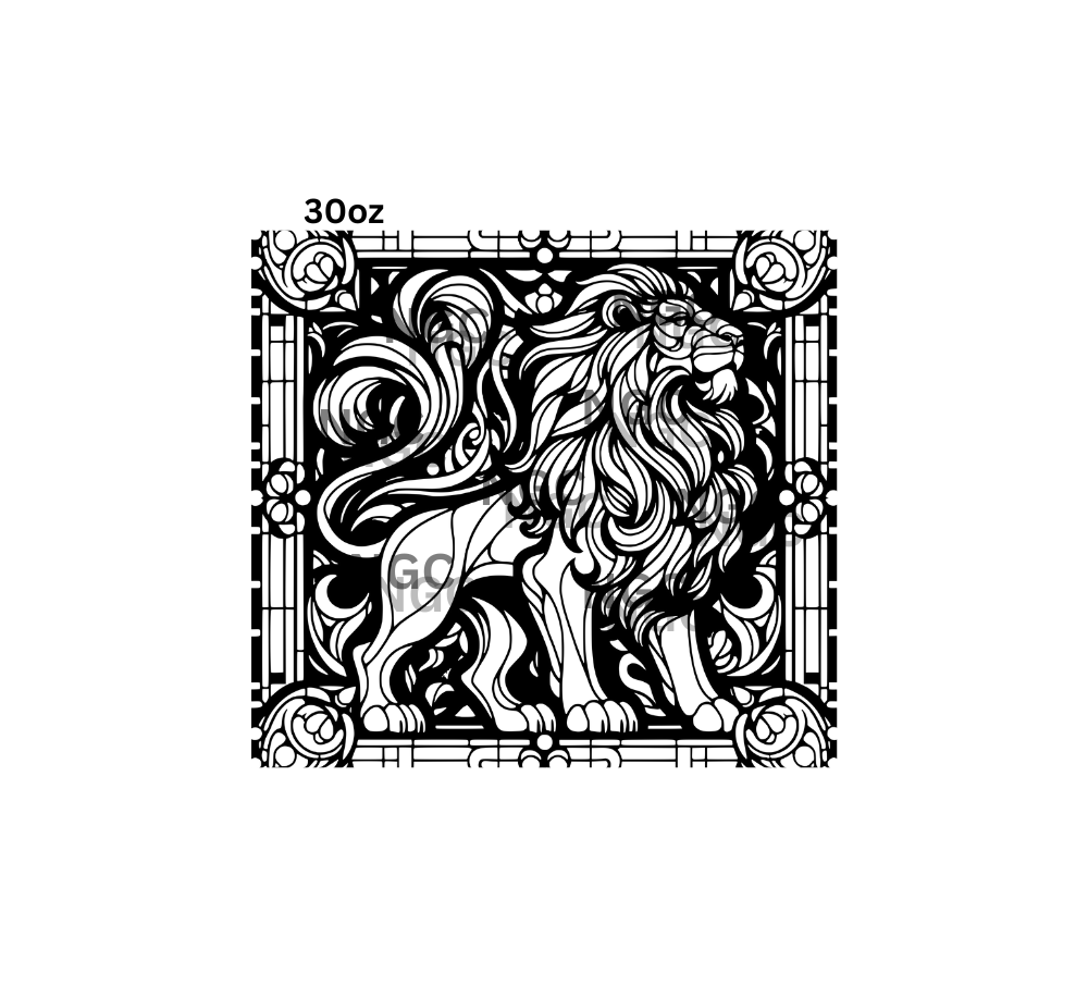 30oz lion stained glass outline