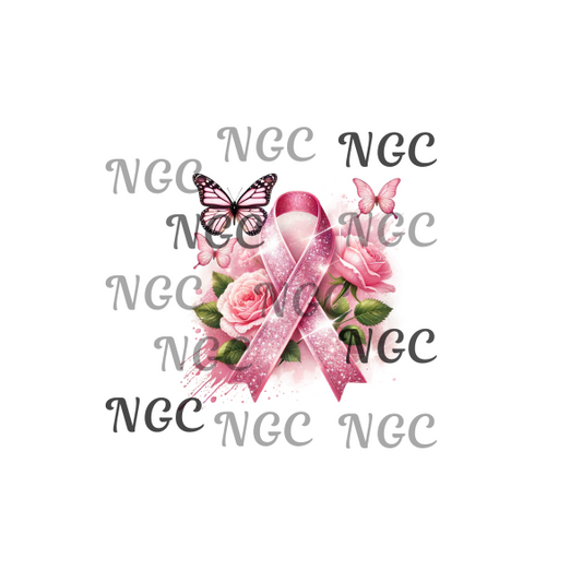 single decal awareness ribbon breast cancer pink