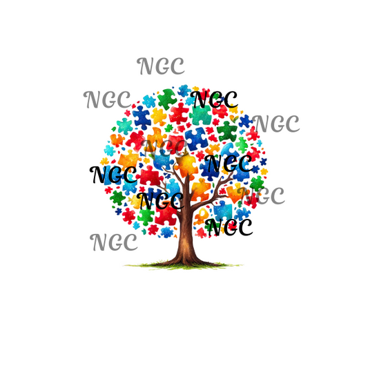 single decal autism tree