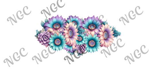 16oz wrap teal pink sunflowers