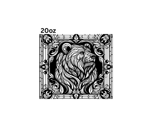 20oz bear stained glass tooled