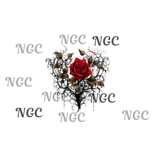 single decal red rose gothic