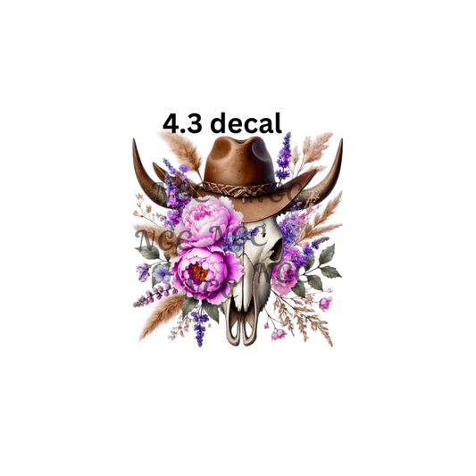 decal cow skull with hat
