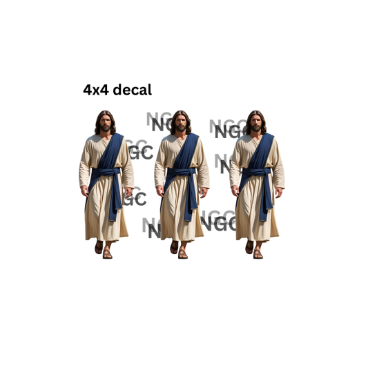 decal jesus walking blue
