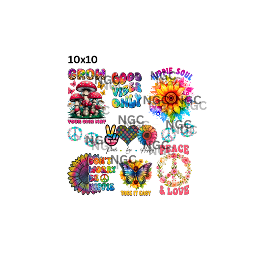 10x10 peace love hippie