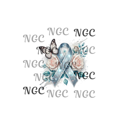 single decal awareness ribbon silver gray