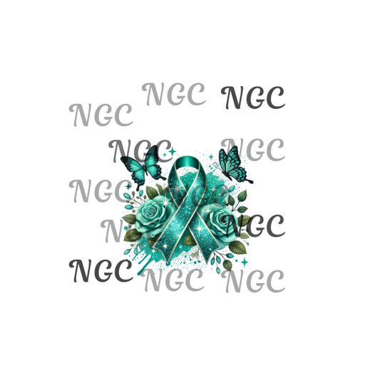 single decal awareness ribbon teal