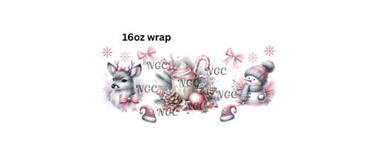 16oz pink & gray christmas