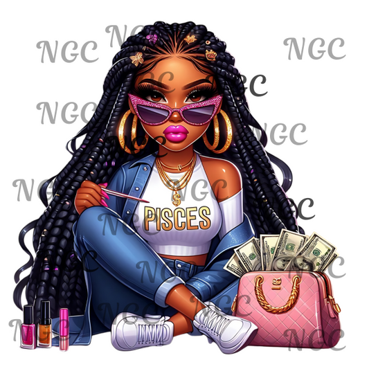 single decal boujie girl Pisces