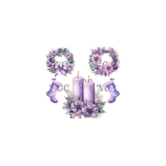 decal 2in purple christmas elements